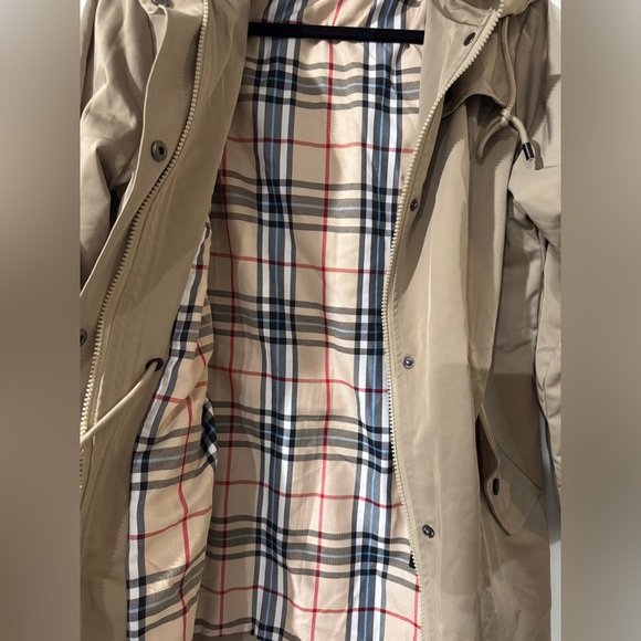SaphiRose Women's Tan Plaid Lined Hooded Raincoat Jacket Size M - Picture 3 of 10